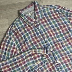 Carbon2Cobalt Mens Sz Large Plaid Multi‎ Color Long Sleeve Button Up Shirt